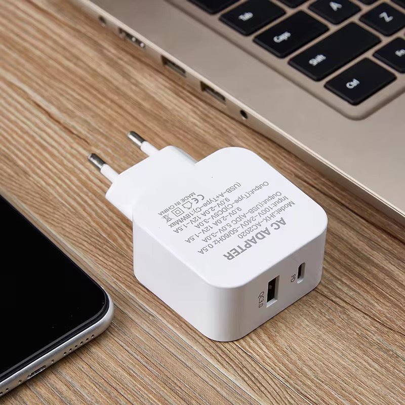 FastCharge Pro™ Dual-Port USB Wall Charger – Ultra-Fast 30W PD & QC 3.0 Adapter