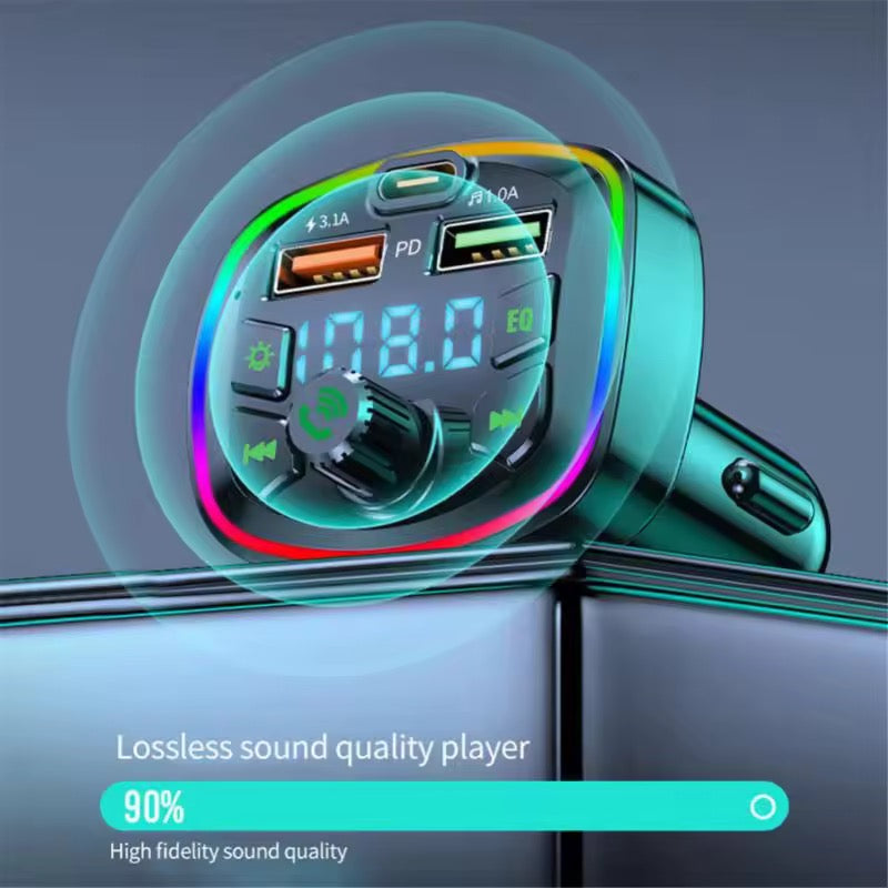 Multifunction Car Charger with USB & Type-C PD Multifunction Car Charger with Fast Charging & Music Control β Power & Entertainment in Oneβ