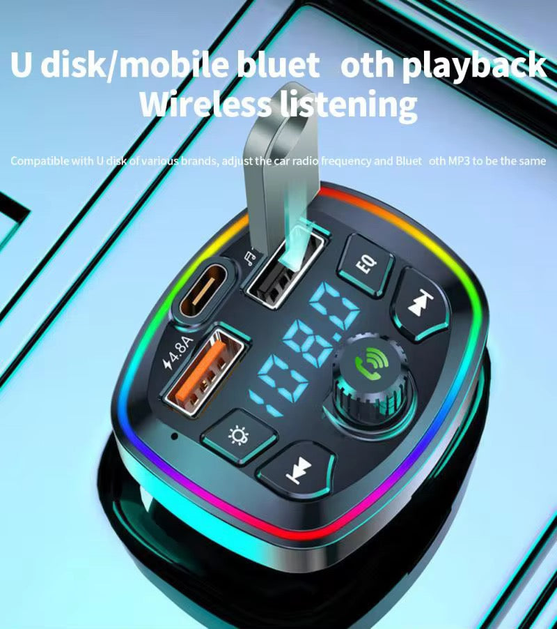 Multifunction Car Charger with USB & Type-C PD Multifunction Car Charger with Fast Charging & Music Control β Power & Entertainment in Oneβ