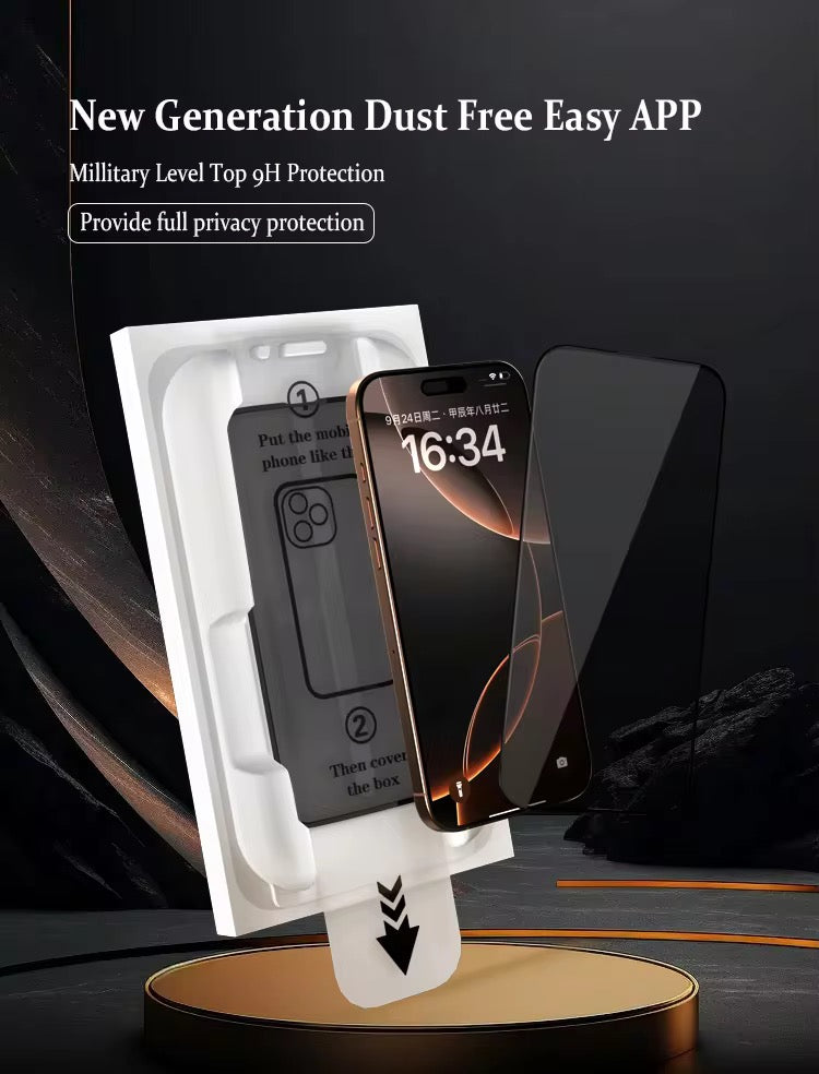 Dust Free Box Tempered Glass Screen Protector compatible phone for Iphone 16 15 14 13 12 11