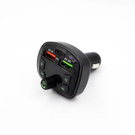 Multifunction Car Charger with USB & Type-C PD Multifunction Car Charger with Fast Charging & Music Control – Power & Entertainment in One”