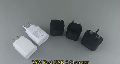 Super Fast USB-C Wall Charger Super Fast USB-C Charger with 25W Output – Get Back to 100% in Record Time.